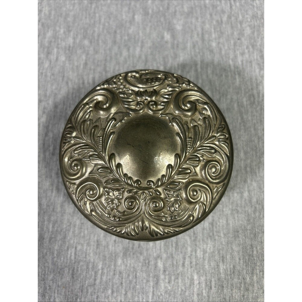 Vintage Ornate Victorian Silver Plate & Glass Vanity Powder Jar or Trinket Box